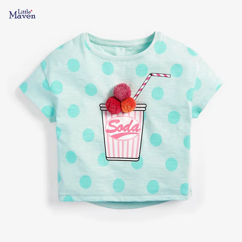 

Kids Clothing Summer New Kids Girls Short Sleeve T-shirts Casual Cotton Dots Print T Shirt for Girl 2-8 Y Children's Lovely Tops