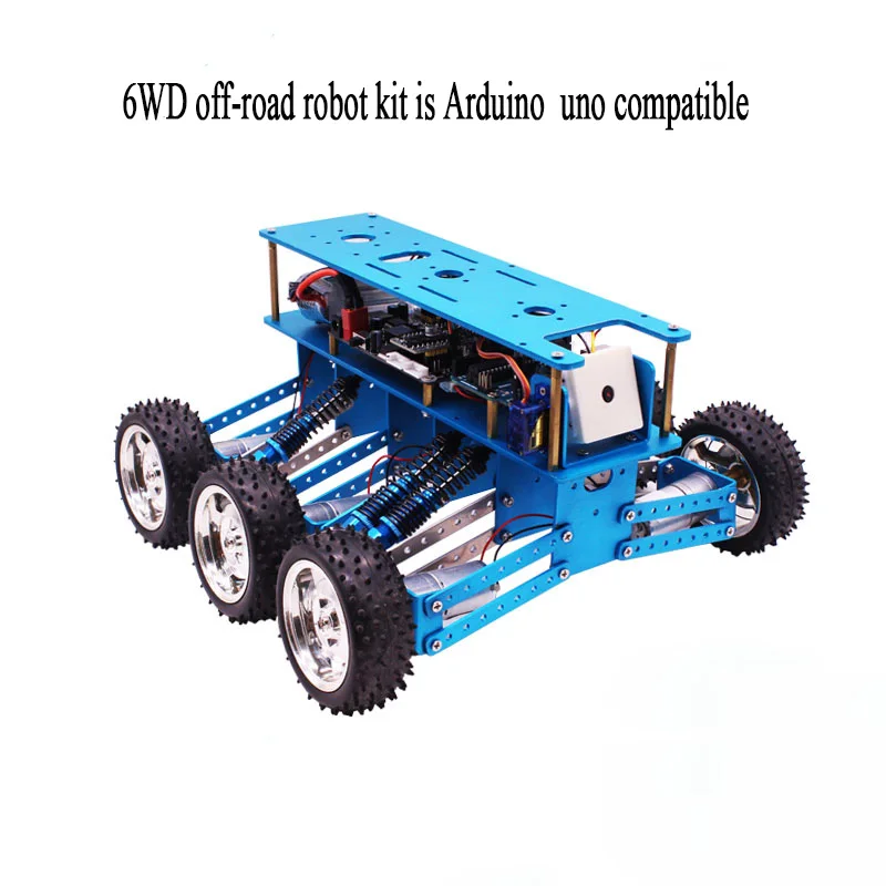 6WD off-road robot kit is compatible with Arduinouno search and rescue smart car chassis 6 drive aluminum frame