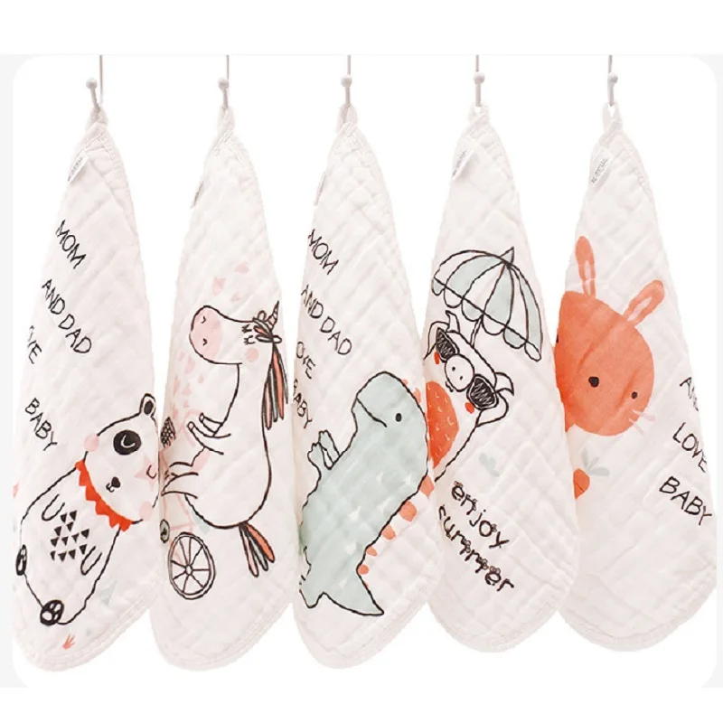 New Arrival Multi-Use Six layer 100% Muslin Cotton 5PC/LOT Soft Washed Handkerchief Towel Newborn Face Square Baby Bibs | Детская одежда