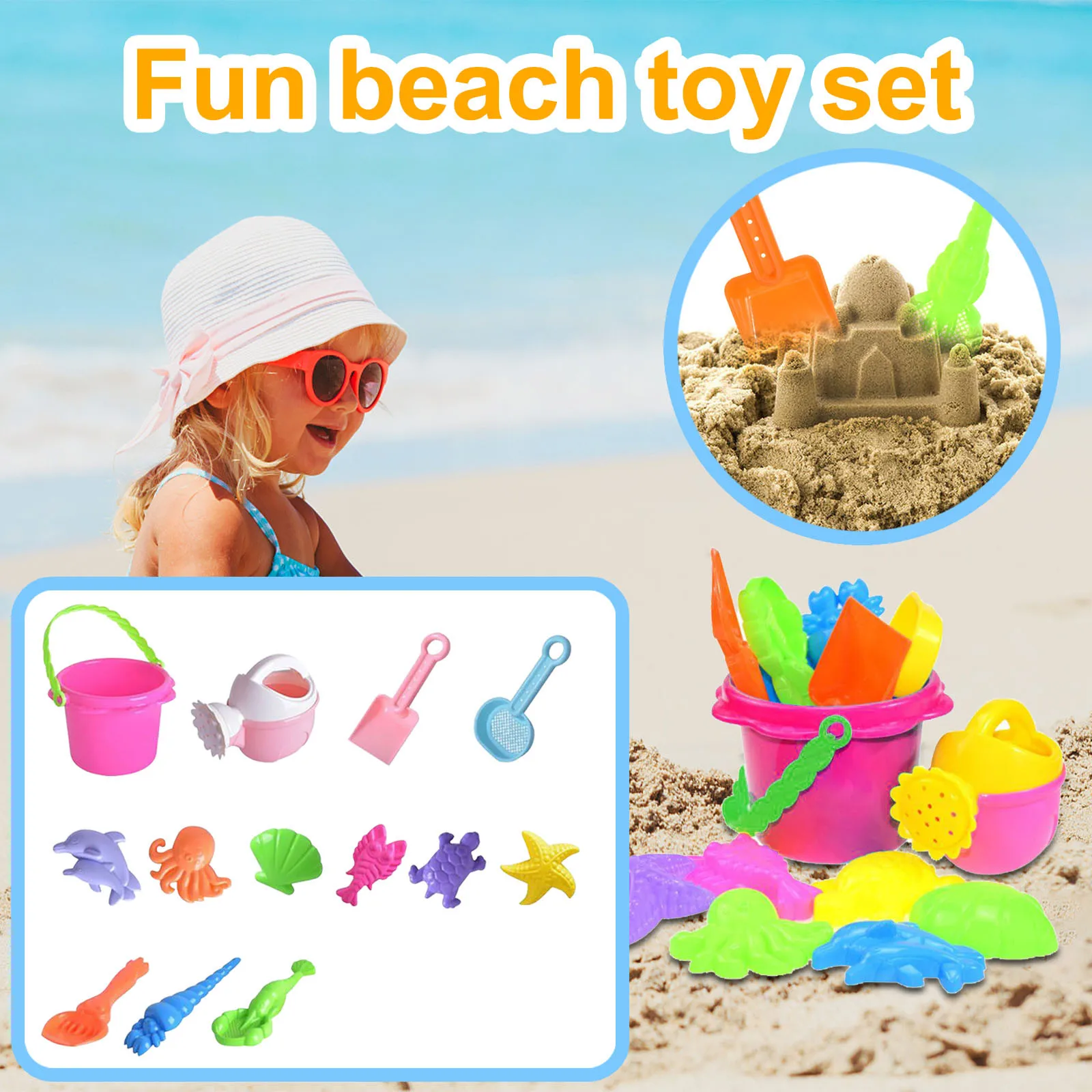 

10/13/17 Pieces Of Beach Toys For Sand Toy Set Bucket With Sieve Shovel Rake Sand Bucket Baby Summer Outdoor Play Toys R5
