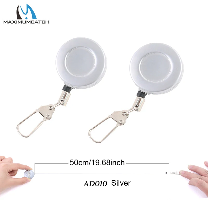 Maximumcatch 2 шт./лот Высокое качество Fly Fishing Zinger Retractor синий и черный цвет Hook Up Zinger аксессуары для рыбалки нахлыстом комплект - Цвет: AD010 Silver 2PCS