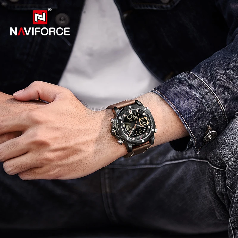 

NAVIFORCE Military Sports Watches Mens Analog Digital Quartz Wristwatch Luminous Waterproof Chronograph Clock Luxury Male Watch