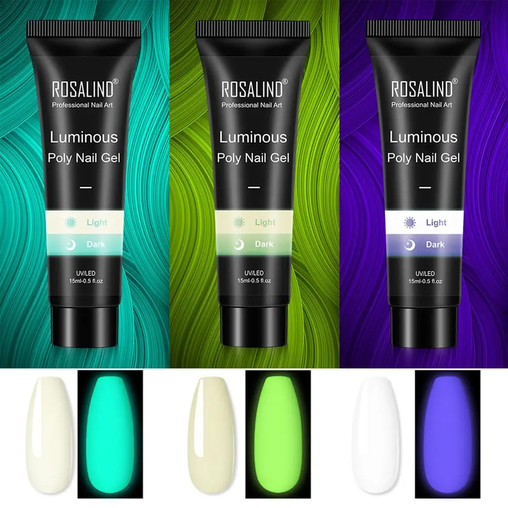 

15ml 3pcs Glow Nail Gel Kit Flawless Luminous Polish Nail Set Acrylic Crystal Phototherapy Gel Luminous UV LED Nail Gel