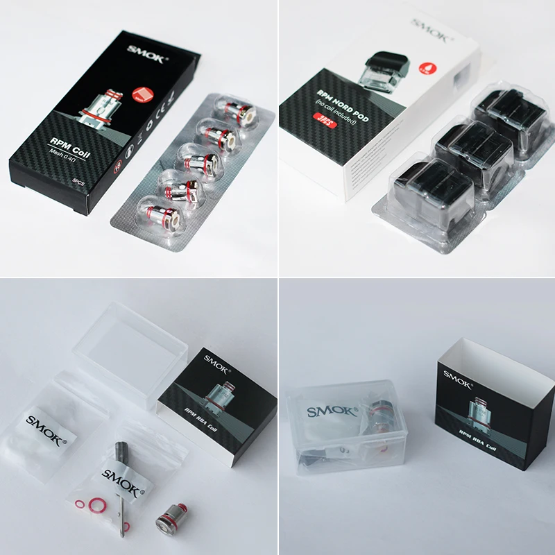 Оригинальная электронная сигарета SMOK RPM40 RBA Coil Vaporizer RPM 40 Nord Pod Mesh 0.6ohm Triple 1.2ohm DIY Core
