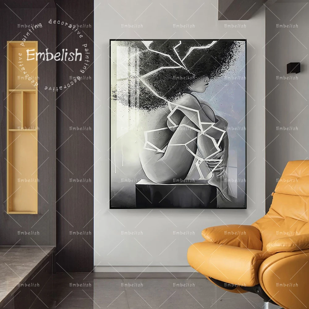 

Embelish 1 Pieces Black And White Nude Woman Portrait Wall Posters For Living Room HD Print Canvas Painting Home Decor Posters