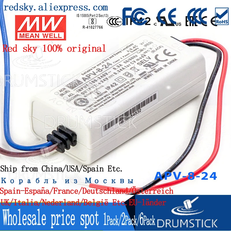 

nice MEAN WELL 2Pack APV-8-24 24V 0.34A meanwell APV-8 24V 8.16W Single Output LED Switching Power Supply