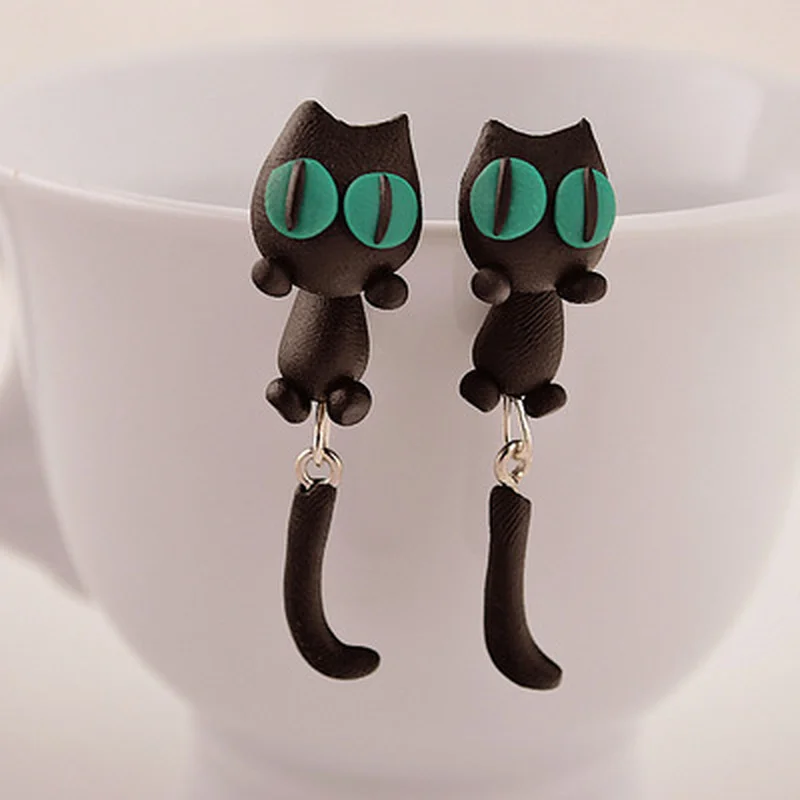 

1 Pair Handmade Polymer Clay Animal Stud Earrings For Women Cute 3D Cartoon Colorful Jewelry Lovely Flower Panda Pig Dog Cat