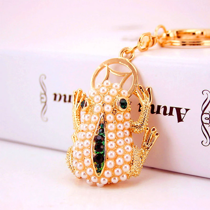 Милые брелки жемчужные золотые лягушки для ключей ключи от машины брелок