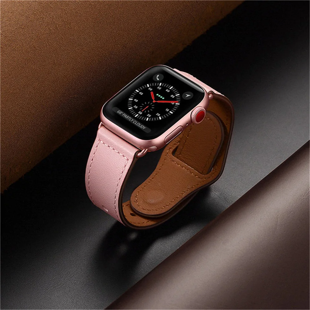 Ремешок для наручных часов Apple Watch 38 мм, 42 мм, из натуральной кожи петлевой ремешок для наручных часов Iwatch, версия 5/4/3/2/1 44 мм 40 мм браслет аксессуары для часов