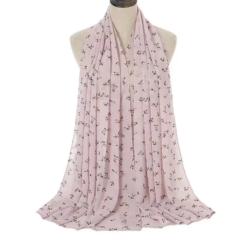 

Women Chiffon Scarf Fashion Flower Print Head Scarves Lady Luxury Brand Shawls Scarf Foulard Satin Hijab Malaysia hijab 180*70cm