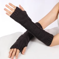hhyde black punk gothic unisex fingerless gloves cuff women men sport outdoor elbow length mittens stretch arm warmer