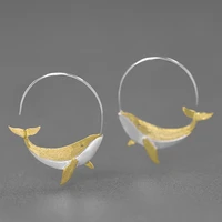 inature 925 sterling silver fashion personality whale hoop earrings for women jewelry