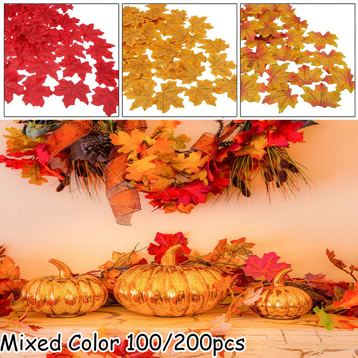 

Print Maple Leaves Craft Wedding Home 8*8cm Romantic Mixed Color 100/200Pcs