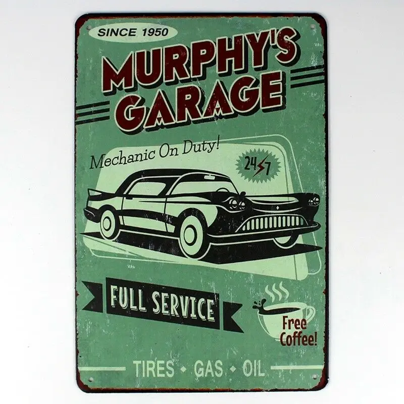 

Metal Tin Sign Murphy's Garage Decor Bar Pub Home Vintage Retro Wall Sign Home Decoration Accessories Modern 12 X 8 Inches