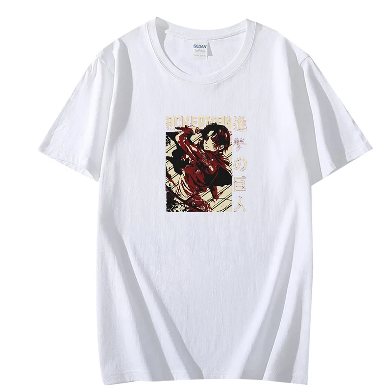 

2021 Harajuku Man Attack On Titan T Shirts Tees Shirt Tops Design Cotton Black Short-Sleeved Aesthetic Japanese Anime T Shirt