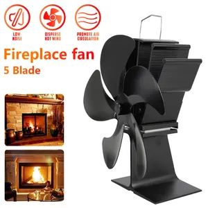 Черный камин 4 лезвия Вентилятор для печи, работающий от тепловой энергии древесных бревен горелки Тихий Домашний Вентилятор для камина эффективное распределение тепла