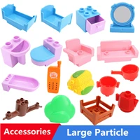 big size diy building blocks accessories home furniture sofa bed food compatible with birthday toys for children kids gifts