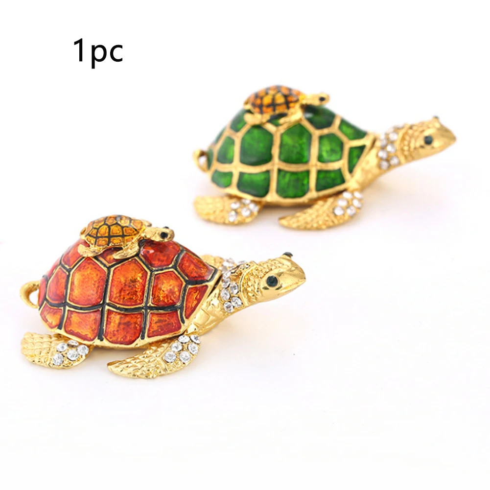 

Hinged Hand Painted Metal Home Crafts Jewelry Box Turtle Trinket Decorative Gift Mini With Sparkling Light Figurines Ring Holder