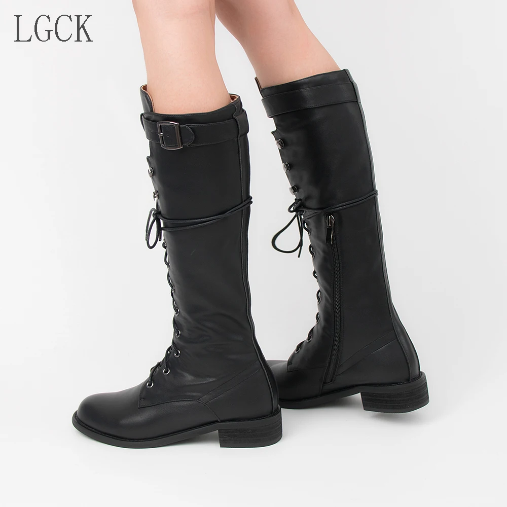 Женские сапоги до колена на застежке молнии из лакированной кожи размеры 34