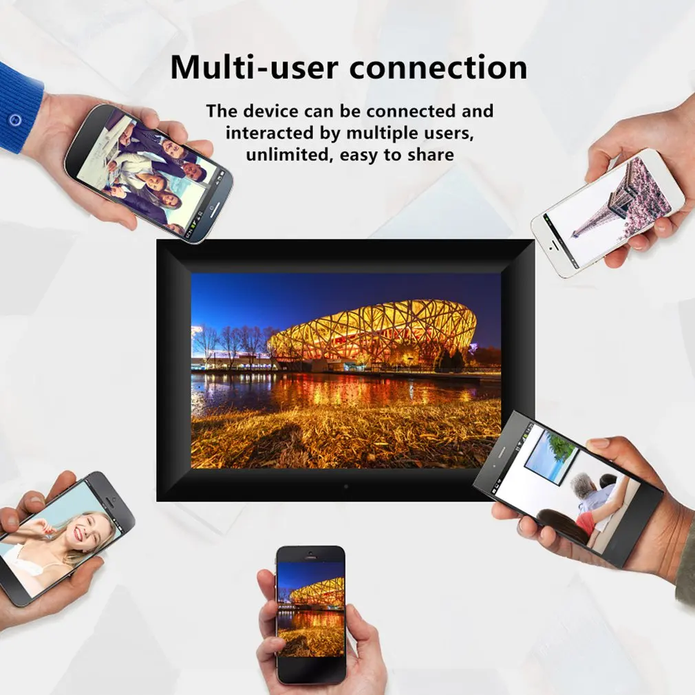Новая цифровая фоторамка P100 с Wi Fi 10 1 дюйма сенсорный экран 1280x800 IPS 16 ГБ умная