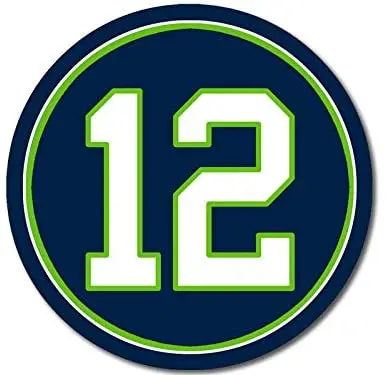 

Round #12 Seahawks Colors Sticker (Number pro Love Fan Football Player)