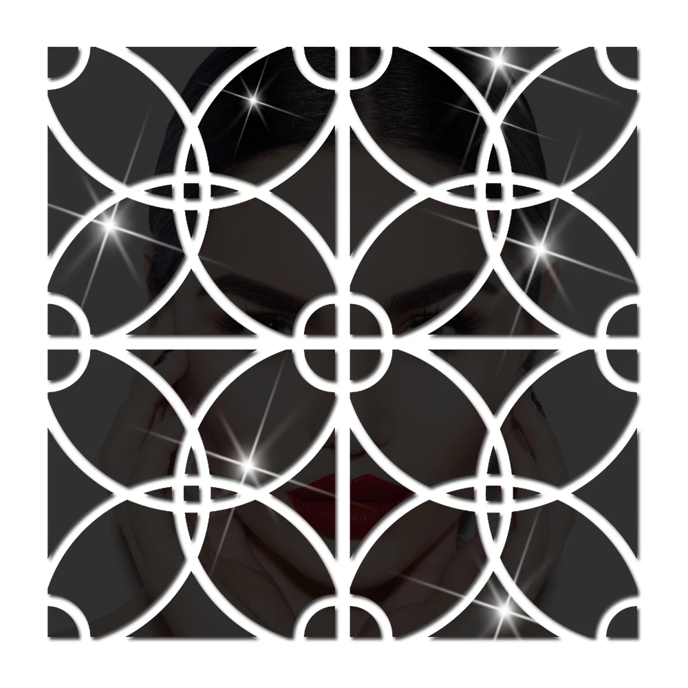 

JM525 4pcs a set 3D geometric puzzle three-dimensional mirror acrylic wall sticker crystal mirror sticker self adhesive sticker
