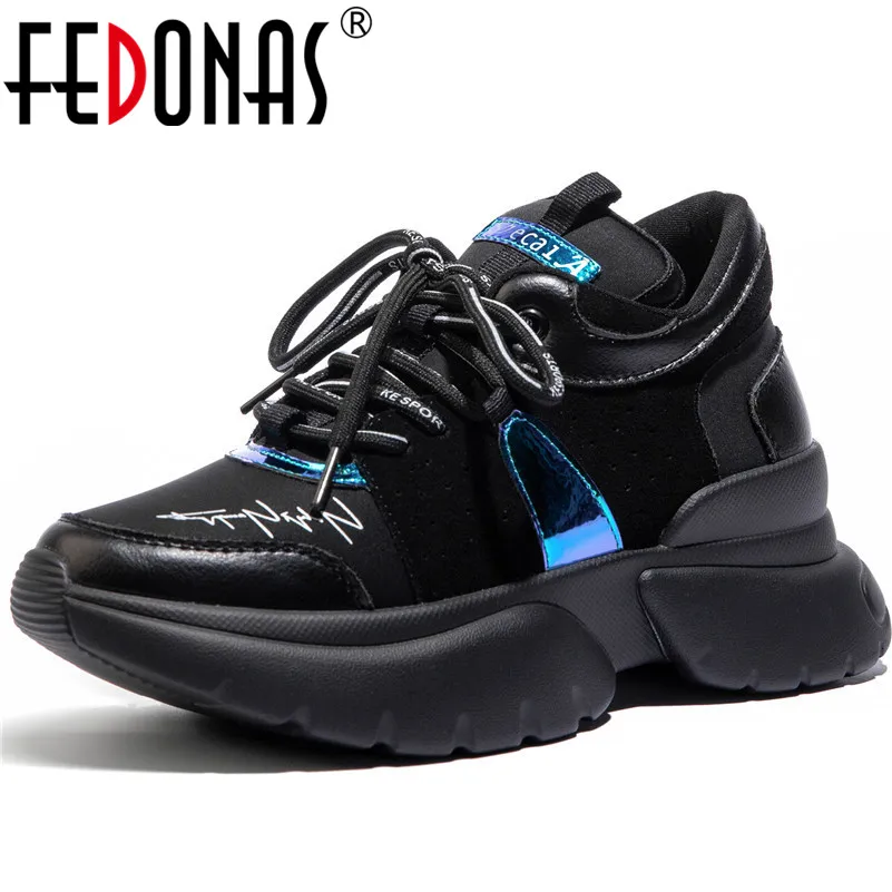 FEDONAS новые Для женщин спортивная обувь на плоской подошве платформы повседневная