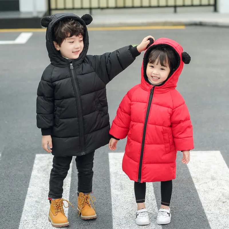 Зимняя Детская куртка теплый пуховик для маленьких мальчиков модная верхняя