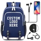 Рюкзак на заказ с надписью добавить текст, оригинальный дизайн, модные дорожные холщовые сумки унисекс, школьная сумка для учеников, рюкзак с USB-зарядкой