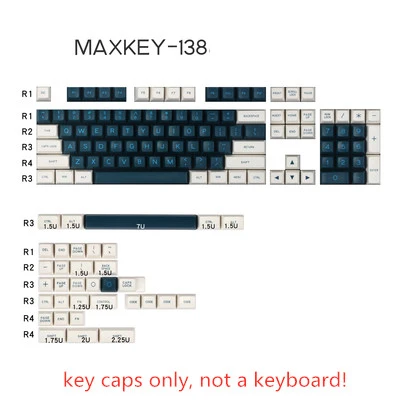 138 ключей/уп MAXKEY белого и зеленого цвета клавишный колпачок SA профиль АБС двойной