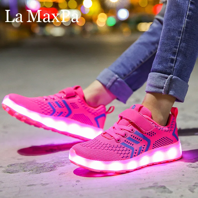 Детские светящиеся кроссовки со светодиодной подсветкой для мальчиков и девочек