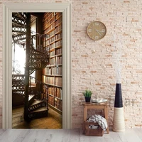 door sticker self paper spiral staircase bookshelf adhesive decal home decor diy living room pvc waterproof 3d print sticker art