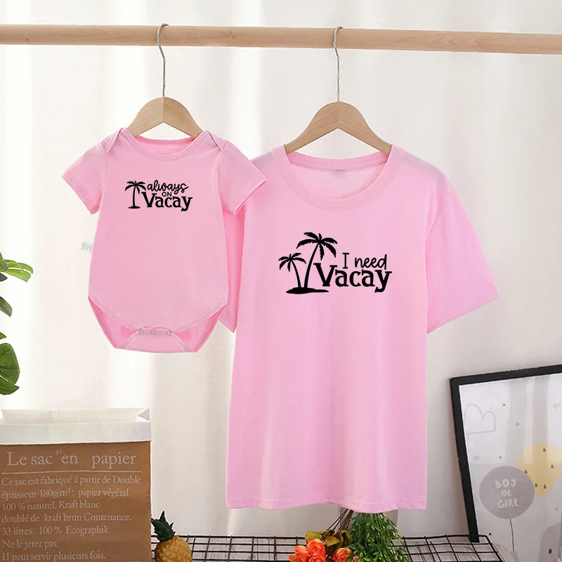 Ropa de pap&aacute; e hijo, camisetas de Vacaciones, Vestidos para madre e hija, trajes de aspecto familiar, ropa de &aacute;rbol de Coco para beb&eacute;, camiseta-3