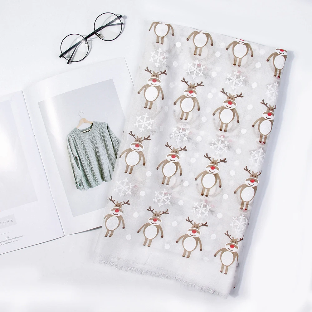 1 шт. зимний женский Рождественский праздник с принтом оленя Модный шарф со