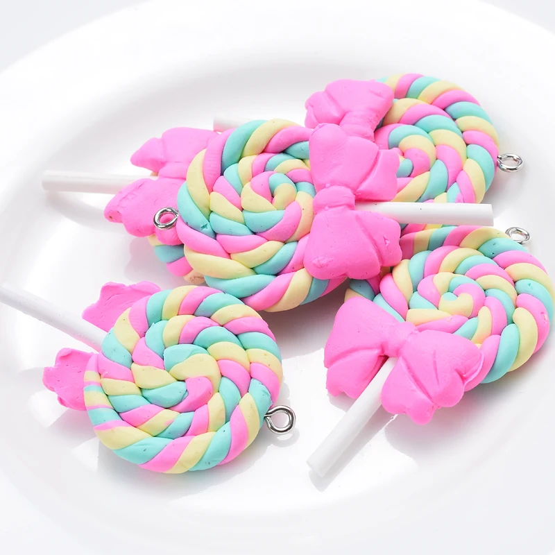 New Bowknots Decoration Colorful Lollipops/candy Shape Polymer Clay Spacer Beads For Jewelry Making DIY Necklace Accessories images - 6