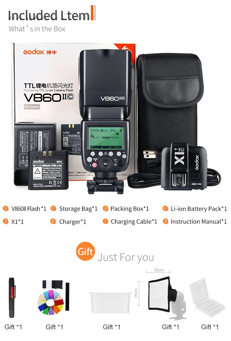Godox V860II V860II-C V860II-N V860II-S V860II-F V860II-O HSS ttl высокоскоростная вспышка+ X1 вспышка триггера для цифровой зеркальной камеры Canon Nikon sony Fuji Olympus