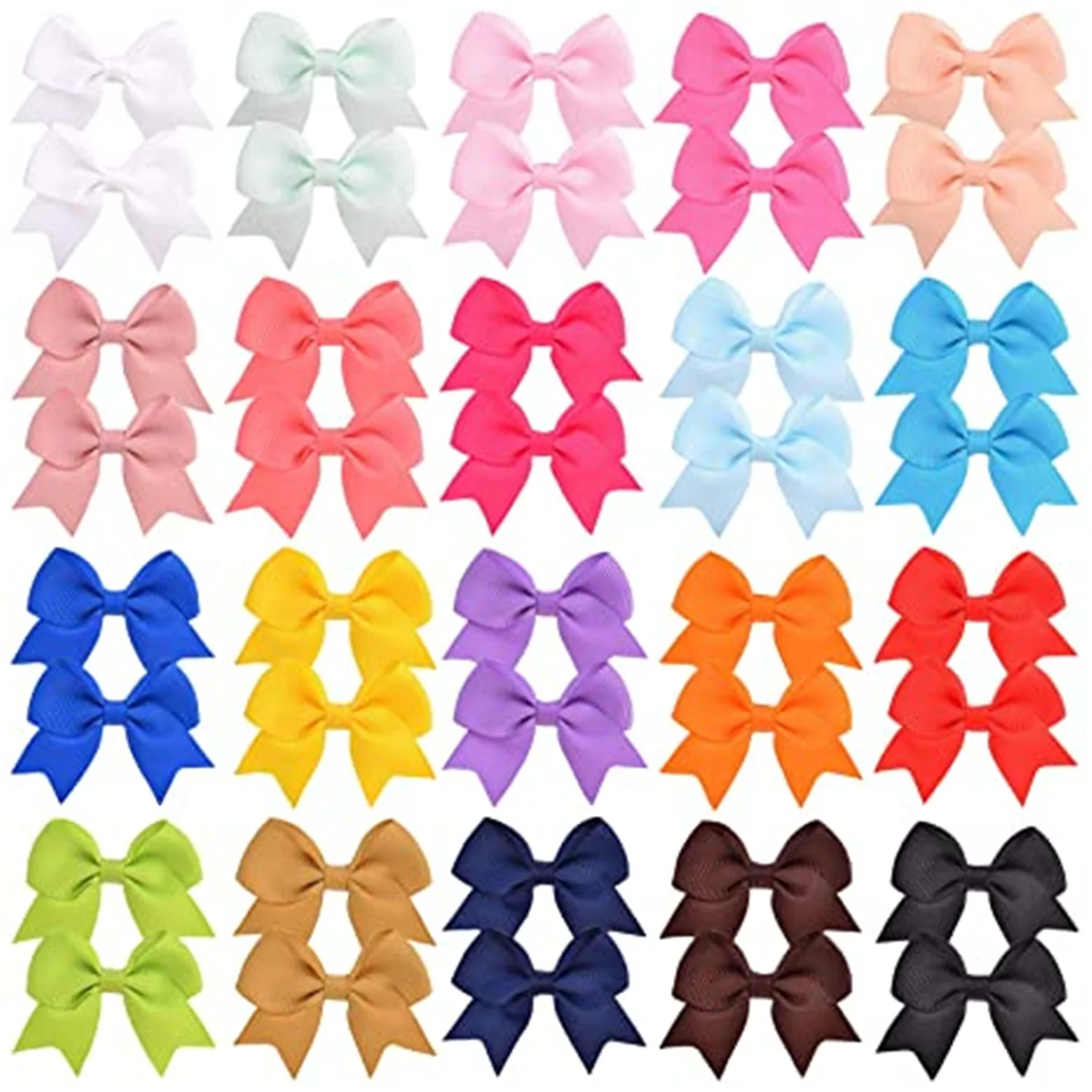 

20Pieces 2.4 inches Boutique Grosgrain Ribbon Bow Baby Girls Hair Bows Clips Pinwheel Barrettes For Babies Kids Toddlers Teens