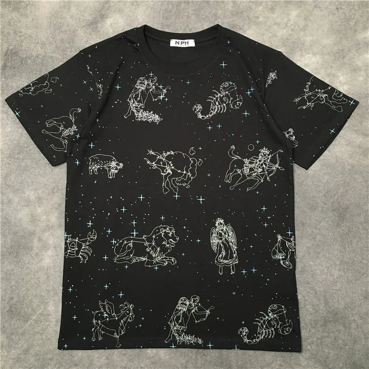

luxury Men Novelty New Twelve constellations T Shirts T-Shirt Hip Hop Skateboard Parkour Street Cotton T-Shirts Tee Top N195