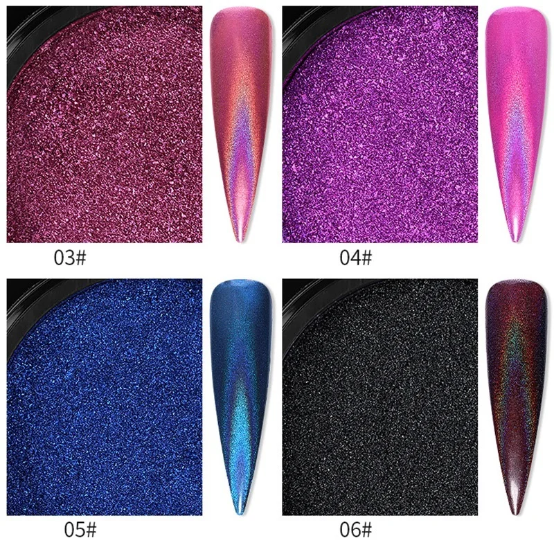 1 шт. зеркальная пудра для дизайна ногтей 6 цветов Радужный лазерный порошок с