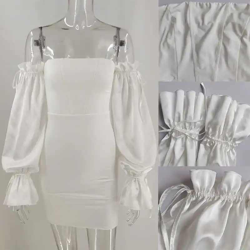 

Giyu Sexy Slash Neck Lantern Sleeve Woman Dress Sexy Night Club Party Mini Dresses 2021 Spring Elegant Bodycon Fashion Vestidos