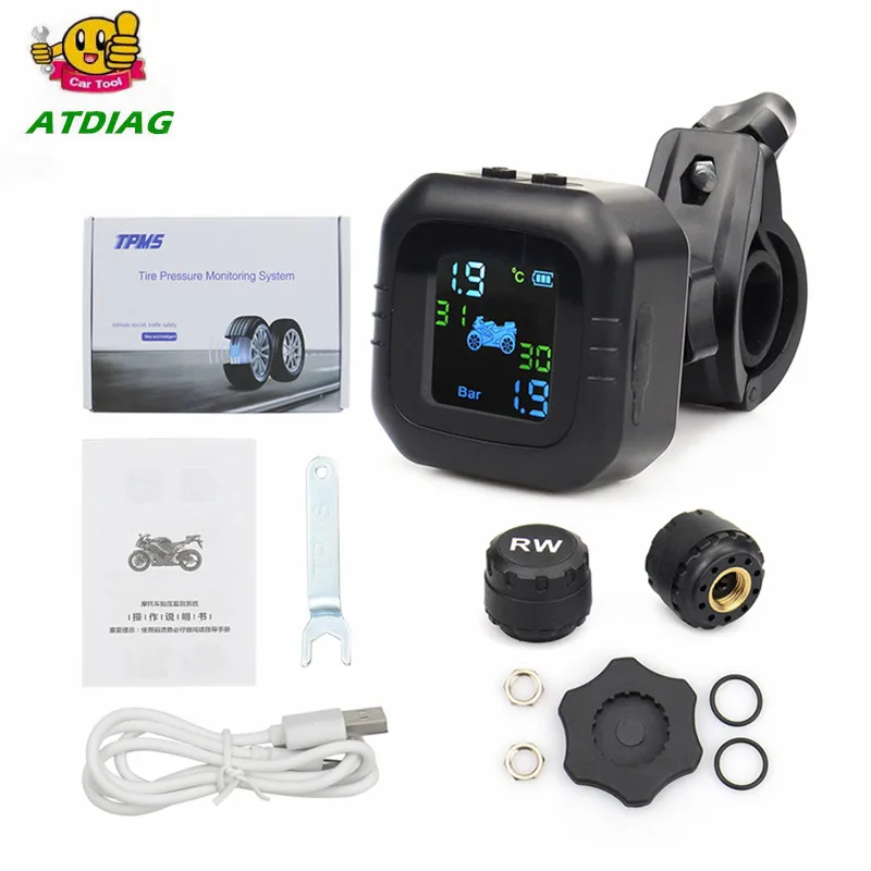 

Система контроля давления в шинах, мотоциклетная TPMS, сигнализация с 2 внешними датчиками, зарядка через USB