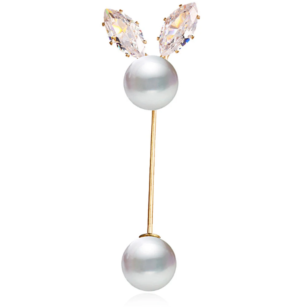 Женская Винтажная брошь с искусственным жемчугом Большая Золотая двойной