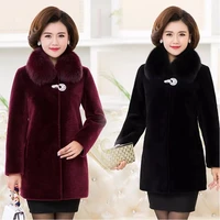 2021 new fur coat womens winter mink fur coats middle aged mother with fox fur collar overcoat long female winter jacket 4xla
