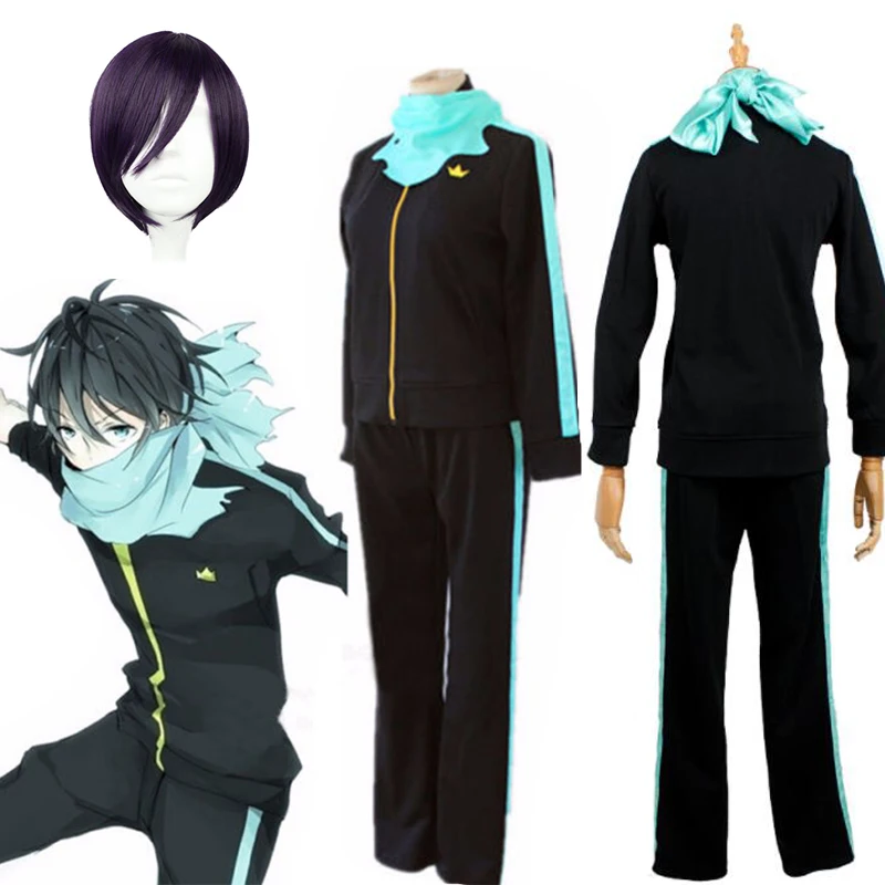 

Anime Noragami Stray God Yato Cosplay Costume wig Men Sports Outfit Pants Scarf Whole Set Synthetic Hair Wigs Free Shipping