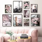 Настенная картина с изображением роз, парижской башни, уличной девушки, стула, настенные картины на холсте в скандинавском стиле, настенные картины для декора гостиной