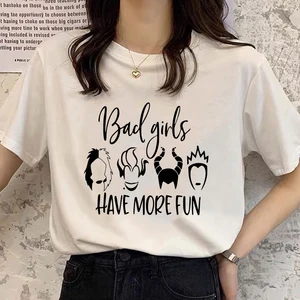 Bad Girls HAVE MORE FUN Disney Classy Villains Group Print T Shirt Women Top Cartoon Tees Harajuku T in USA (United States)