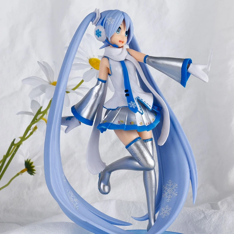 Двухмерная красивая девочка с аниме-персонажем принцесса зимняя одежда снежинка