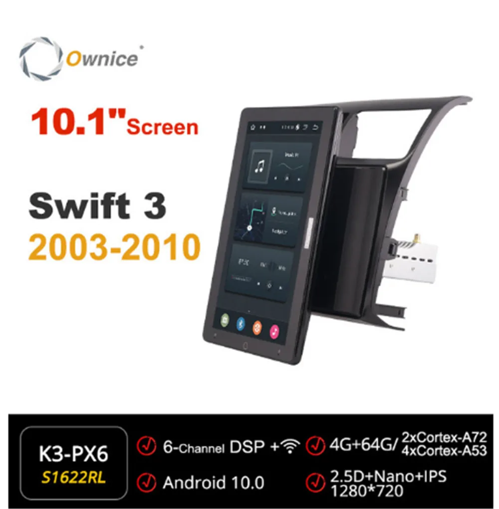 

1280*720 Ownice Android 10,0 Автомагнитола для Suzuki Swift 3 2003 - 2010 авто мультимедийный Видео Аудио 10,1 "IPS поворотный