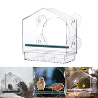 acrylic anti squirrel window bird feeder with 4 suction cups transparent hanging bird house with sliding seed tray drain holes