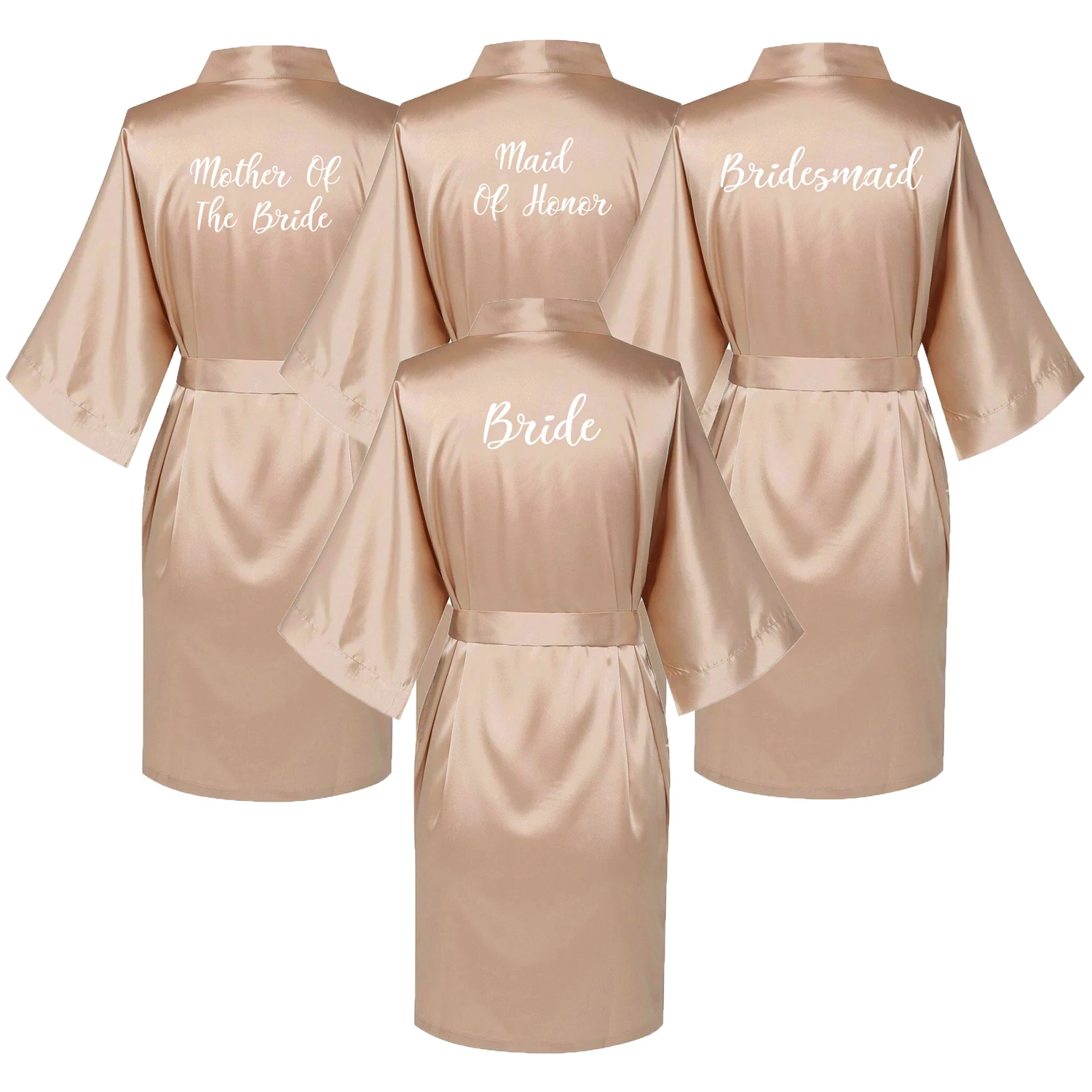 Satin Silk Robes Bride Bridesmaid Robe Wedding Bathrobe Gown Women Dressing Sleepwear Team Bride Rose Gold